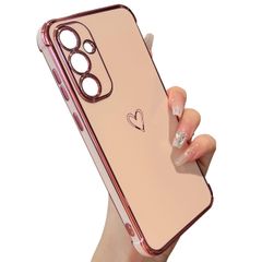 【新着商品】女性 携帯カバー ケース FE 心パターン FE S23 S23 ギャラクシー サムスン スマホケース 可愛い 韓国 おしゃれ 耐衝撃 軽量 ワイヤレス充電対応 ソフト メッキ加工 シリコン TPU 柔軟な (ピンク) ハートケース 用 Galax