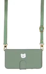 iPhone 16e ケース 手帳型 アイフォン16e スマホケース スマホショルダー レザー ストラップ クマ しろテディベア 白白熊 かわいい 調節可能 130cm  カラー07