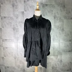 スライ SLY フレアシャツ チュニック ミニワンピース【1】 ブラック 黒 長袖 ボタンダウン フリル ボリューミーカジュアル 可愛い