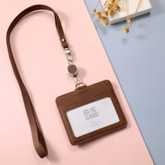 ☆ ブラウン ☆ 横型 ☆ パスケース sebw1 パスケース 定期入れ カードホルダー ID ホルダー icカード ケース ネックストラップ 社員証 名札 おしゃれ レディース メンズ 落ちない カードポケット 通勤 通学 会員証 シンプル