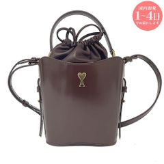新品 AMI PARIS アミパリス ULL012 AL0139 692 Paris Paris バーガンディ グレーズドレザー ミニ バケットバッグ 3WAY