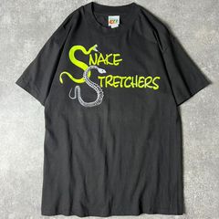 90s スネーク プリント 半袖 Tシャツ M / 90年代 オールド ブラック 黒 アニマル ヘビ 蛇 シングル ステッチ