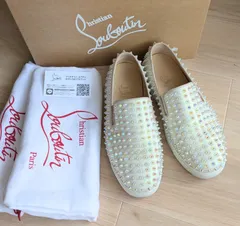 【美品】Christian Louboutin ルブタン スリッポン スニーカー 38（24.5cm） オーロラ スタッズ ホワイト