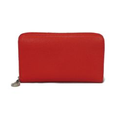 BVLGARI ブルガリ ロング ジップ ウォレット グレイン カーフ コンパートメント マチ付き 札入れ カードケース コインケース ラウンドファスナー ロゴチャーム レッド 長財布 37690