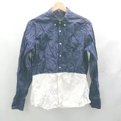 ◇ ⊇ BEAUTY&YOUTH UNITEDARROWS バイカラー 長袖 シャツ サイズL ネイビー ホワイト メンズ レディース E  【1502180047817】