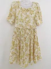 ◇ ◎ PEYTON PLACE ペイトンプレイス 花柄 半袖 膝丈 ワンピース サイズM イエローベージュ系 レディース  【中古】 【1204230001281】