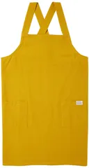 【特価セール】レップ(Rep) habituel(アビチュアル) バッククロスエプロン イエロー 無地 着丈73×幅100cm ポケット付き 綿100%使用 洗濯機対応 レディース 女性用 メンズ 男性用 肩掛け おしゃれ かわいい キッチン 料理用 カフェ