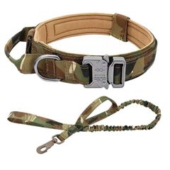 犬 ミリタリー 首輪 リード 2点セット ダブルハンドル 軍犬 k9 大型犬 中型犬 迷彩