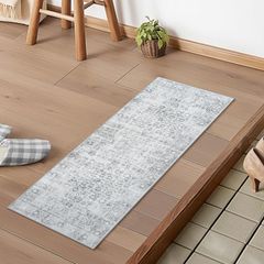 HAOCOO 玄関マット 室内 洗える ペルシャ風 45х120cm オールシーズン適用 小さい ふわふわ バスマット おしゃれ 滑り止め 吸水 ラグマット 防音 屋外 泥落とし アンティーク 長方形 防臭 軽量 ヴィンテージ風 花柄 グレー