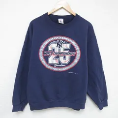 L/古着 長袖 スウェット メンズ 90s MLB ニューヨークヤンキース クルーネック 紺 ネイビー メジャーリーグ ベースボール 野球 25may21 中
