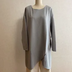 KN1217 ＊4L 大きいサイズ　アシメデザイン、チュニック チュニックワンピース ライトグレー