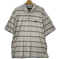 NIKE GOLF ナイキゴルフ ボーダー ポロシャツ 半袖 企業ロゴ刺繍 ワンポイント刺繍 オーバーサイズ　ビッグシルエット タイ製 Lサイズ グレー