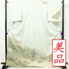 中古 訪問着 良品 落款入り 正絹 風景柄 袷仕立て 身丈164.5cm 裄丈