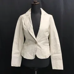 PROFILE【プロフィール】レザージャケット【size:38/レディースM/アイボリー/ivory】総裏地/テーラード/Jacket◆BJ023-aのサムネイル