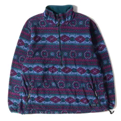 L.L.Bean エルエルビーン ジャケット WINDBLOC SERIES 総柄 ポーラテック ハーフジップ プルオーバー フリース ジャケット 90s パープル ダークグリーン系 詳細参照(XL位) アウター ブルゾンのサムネイル
