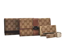 GUCCI グッチ 長財布 キーケース 指輪 キャンバス レザー ブラウン 4セット 8209M