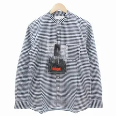 ロッソ ROSSO アーバンリサーチ タグ付き バンドカラーシャツ 長袖 ギンガムチェック L 紺 ネイビー 白 ホワイト /JS ■GY03