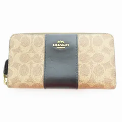 コーチ COACH シグネチャー 長財布 ラウンドファスナー ベージュ 茶 ブラウン /UO ■GY99