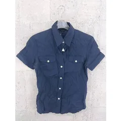 ◇ Theory セオリー リネン混 半袖 シャツ 2 ネイビー *  【1002797160416】