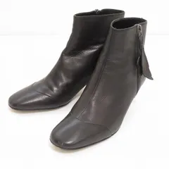 #ans フェラガモ Ferragamo ブーツ ブーティー ショートブーツ 4 1/2 D こげ茶 レザー イタリア製 レディース [691136]