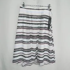 ◇ ⊂ ◎ ●未使用● LAUTREAMONT ボーダー柄 ひざ丈 フレア スカート サイズ36 ブラック グレー レディース E  【1409240069423】