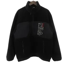 フィラ FILA ボアジャケット アウター 長袖 切替 ロゴ 刺繍 FS2-PL-C4104X-3 黒 ブラック L