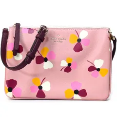 ケイトスペード バッグ katespade ペブルレザー ジャクソン ダスク バッドゥ 花柄 フラワー フローラル トリプル ガセット クロスボディ 斜めがけ ショルダーバッグ ピンクマルチ WKRU6377