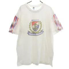 adidas アディダス 90s オールド 横浜マリノス プリント 半袖 Tシャツ L オフホワイト デサント メンズ 古着