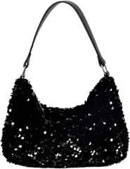 HARGIO(ハルジオ) スパンコールバッグ キラキラバッグ パーティーバッグ 結婚式 レディース ショルダー ショルダーバッグ ハンドバッグ 小さめ ポーチ ポシェット おしゃれ かわいい オケージョン 普段使い 浴衣 ドレス 人気(ブラック)