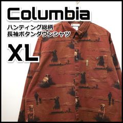 コロンビア 総柄 長袖 ボタンダウンシャツ ハンティング XL メンズ 古着