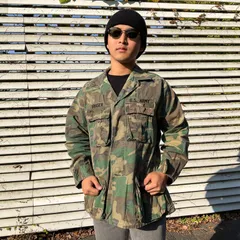 76年納品 70年代 70s 米軍実物 U.S.ARMY ミリタリー アメリカ軍 ウッドランドカモ 迷彩 コンバットジャケット BDU リップストップ ヴィンテージ ビンテージ 古着 フライト【f231115006】
