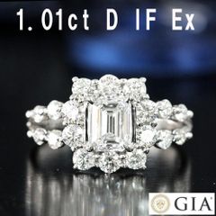 GIA鑑定 最高品質！ 1ct ダイヤモンド D IF EX プラチナ リング