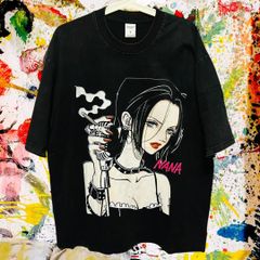 NANA メンズ Tシャツ 半袖 夏 ケミカルウォッシュ 黒 平成レトロ NANA Tシャツ 90s アニメT 映画T ヴィンテージ 大崎ナナ 小松奈々 中島美嘉  BLAST ブラックストーンズ グラフィックT レトロ 名作 限定  矢沢あい