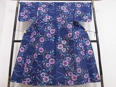 平和屋2■夏物　浴衣　綿　草花文　逸品　say0784