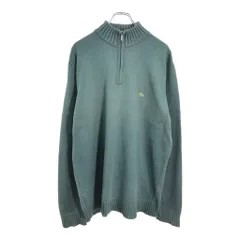 LACOSTE ラコステ ハーフジップ コットンニット セーター グリーン(メンズ 8)中古 古着 V5241