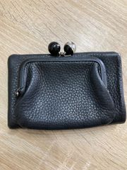 ear papillonner 折りたたみ財布　牛革　がま口　ブラック　カードケース多