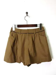 アンタイトル UNTITLED キュロット ショートパンツ ウール レザーパイピング タック S キャメルのサムネイル