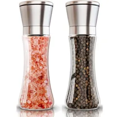 新品 粗さ挽き調節可能 セラミック刃 ステンレス製 スパイスミル 2個セット 結晶塩 岩塩 胡椒挽き 手動 収納便利 ミル 調味料用 胡椒 調味料入れ ペッパーミル キッチン用品