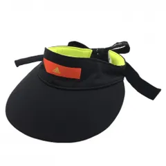 ★SALE価格★【超美品】アディダス つば広サンバイザー 黒×白 ロゴプリント 後ろリボン レディース フリーサイズ(54-57cm) ゴルフウェア adidas