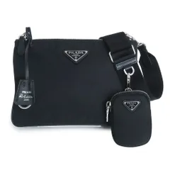 プラダ 三角ロゴプレート ショルダーバッグ 斜め掛け Re Edition 2000 Re nylon テスート ナイロン サフィアーノ レザー ブラック ネロ 黒 シルバー金具 1BH046 PRADA（中古）