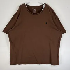古着 ポロ・ラルフローレン POLO RALPH LAUREN 半袖Tシャツ ロゴ 刺繍 大きいサイズ クルーネック XL  ブラウン 無地 メンズ