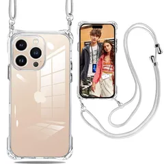 weiaoluo iPhone 16 pro max ケース クリア スマホ カバー可能 調節可能 なショルダー クロスボディネックレス TPU アイフォン16 pro maxケース 携帯 取り外し ル付き ワイヤレス充電対応クリアカバー ショルダー 耐衝 1