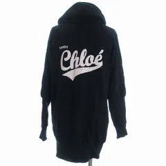 シーバイクロエ SEE BY CHLOE パーカー ロング ジップアップ フーディー バックプリント 38 黒 ブラックのサムネイル