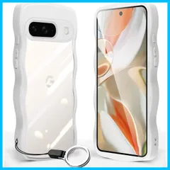 【在庫処分】スマホケース Pixel9 TPU 透明 ワイヤレス充電対応 軽量 薄型 人気 女子向け ストラップホール付き 女性用 カバー 9 9 リングストラップ1枚付き ピクセル グーグル 耐衝撃 うねうね (ホワイト) 波状フレーム クリア ケース Pi