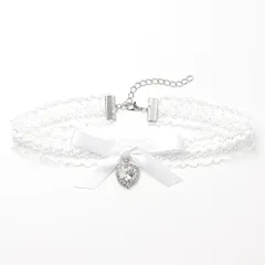 夢展望公式 [新品未使用] レースリボンキラキラハートチョーカー [ホワイト] 他カラー別ページ有 dearmyloverose 服飾小物・アクセサリ－・雑貨 ネックレス・ペンダント 534881-01