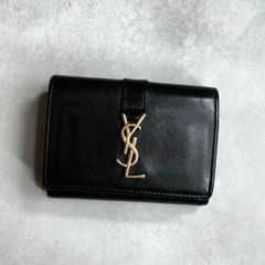 YSL SAINT LAURENT サンローラン / オリガミタイニーウォレット 三つ折り財布 ミニ財布 カーフレザー ブラック カサンドラ 459880