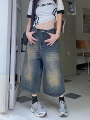 デニム デニムパンツ ハーフパンツ ガウチョ ワイド レディース [1036]