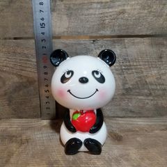 1970年代 内藤ルネ 可愛い黒い水玉模様のおしゃまなネコの貯金箱