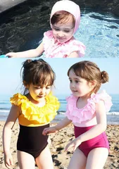 子供水着 女の子 水着 フリル 帽子付き セット水着 キッズ