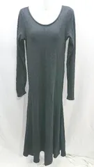 ◇ GALLARDAGALANTE パット付き Uネック リブニット 綺麗め 長袖 ロング ワンピース サイズL ブラック レディース E 【1304050027093】